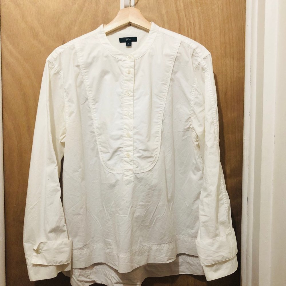 J. Crew white button down detailed sleeve